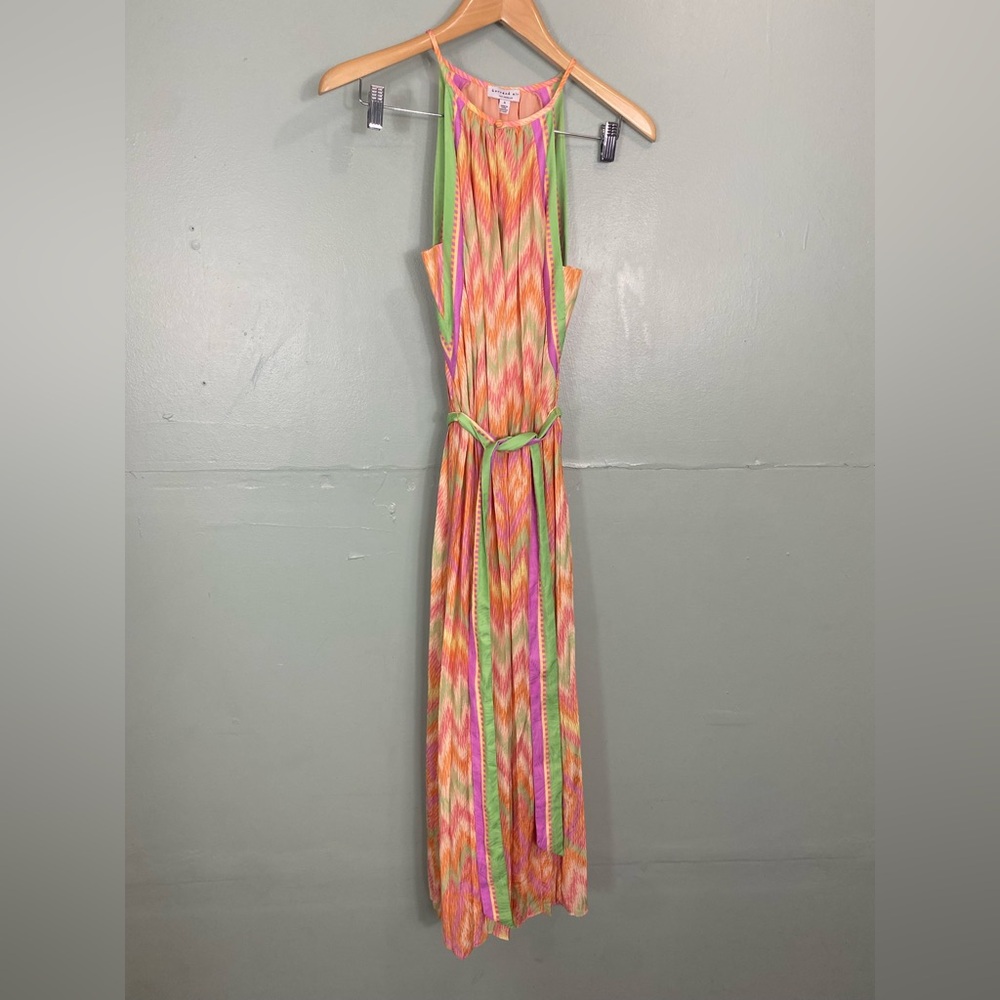 Current Air Printed Halter Neck Rainbow Pleated D… - image 2